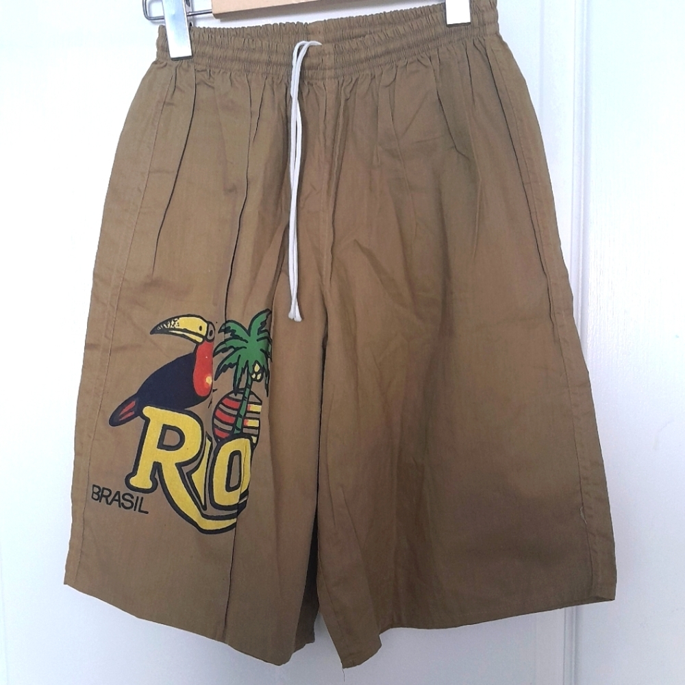Brasil Embroidered Green Shorts